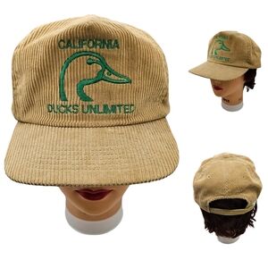Vintage California Ducks Unlimited Corduroy Sponsor Strapback Hat Adjustable Cap